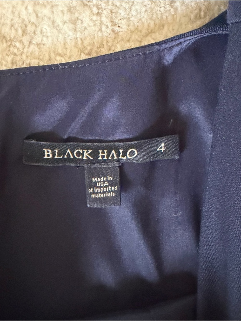 Black Halo Jackie-O 3/4 sleeve jumpsuit (navy, size 4) - Picture 12 of 16
